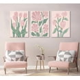 thumbnail image 2 of 3 Pcs Pink Tulips Flowers Canvas Wall Art Boho Pink and Green Abstract Floral Botanical Paintings Pictures Wall Decor Poster Print Artwork for Living Room Bedroom Home Decoration Und, 2 of 7