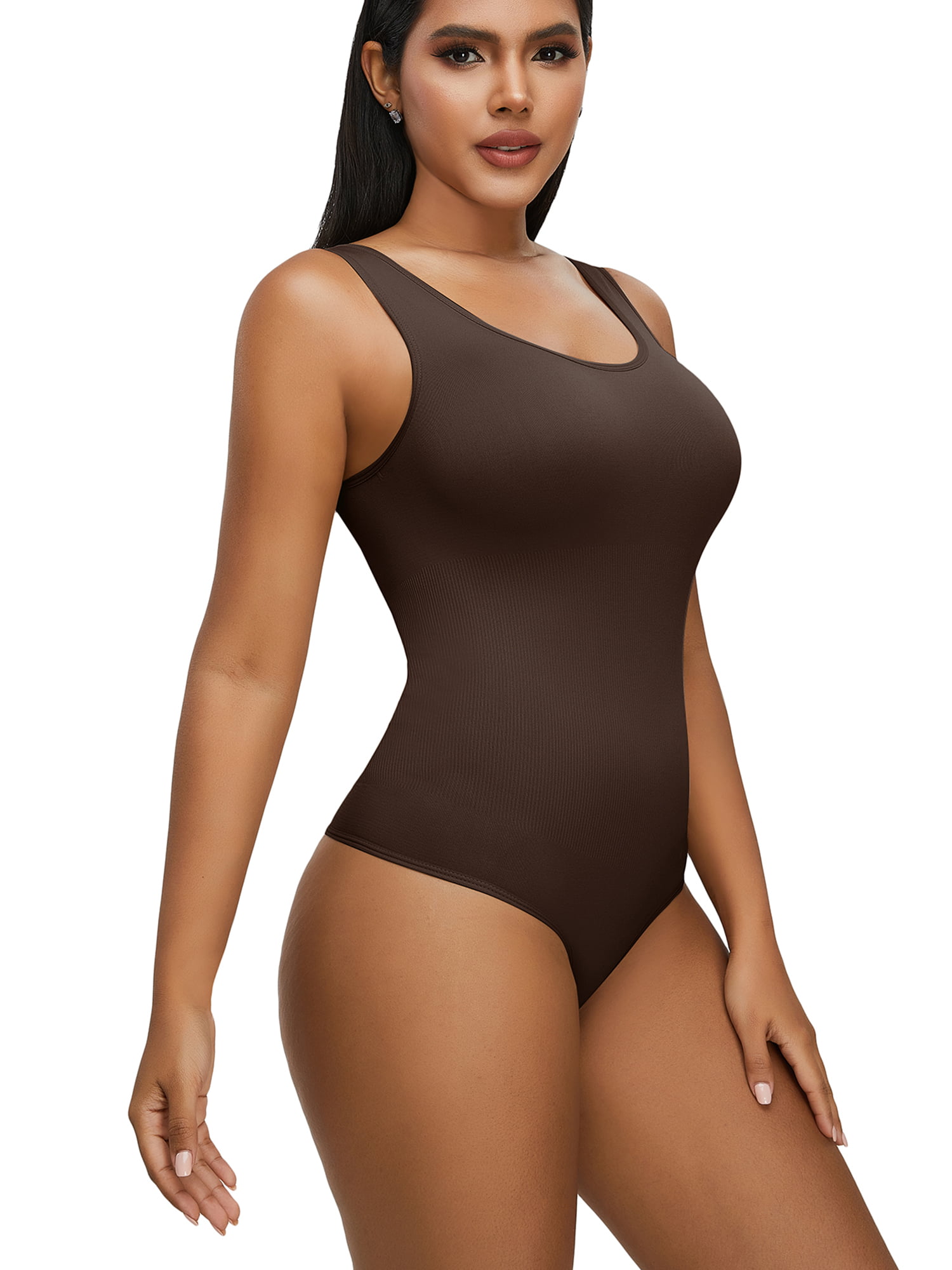 FOCUSSEXY One Piece Bodysuit for Women Tummy Control Sleeveless