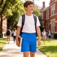 thumbnail image 7 of ATOGUTA Boys Shorts Size 3T-14 Kids Athletic Basketball Shorts Casual Elastic Waist Summer Clothes with Pockets Blue, 7 of 7
