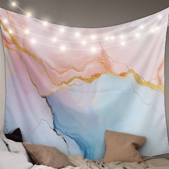 Pink Blue Marble Tapestry for Bedroom Wall Hanging Tapestry, Modern Ink Painting Abstract Ceiling Backdrop Tapestries Poster Blanket Wall Decor for Teens Room Living Room Dorm 39" x 59"