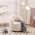 thumbnail image 5 of Onbeam Accent Chairs for Living Room and Bedroom - Swivel Barrel Chair and Reading Armchair with Teddy Fabric and Metal Base - Ivory, 5 of 10