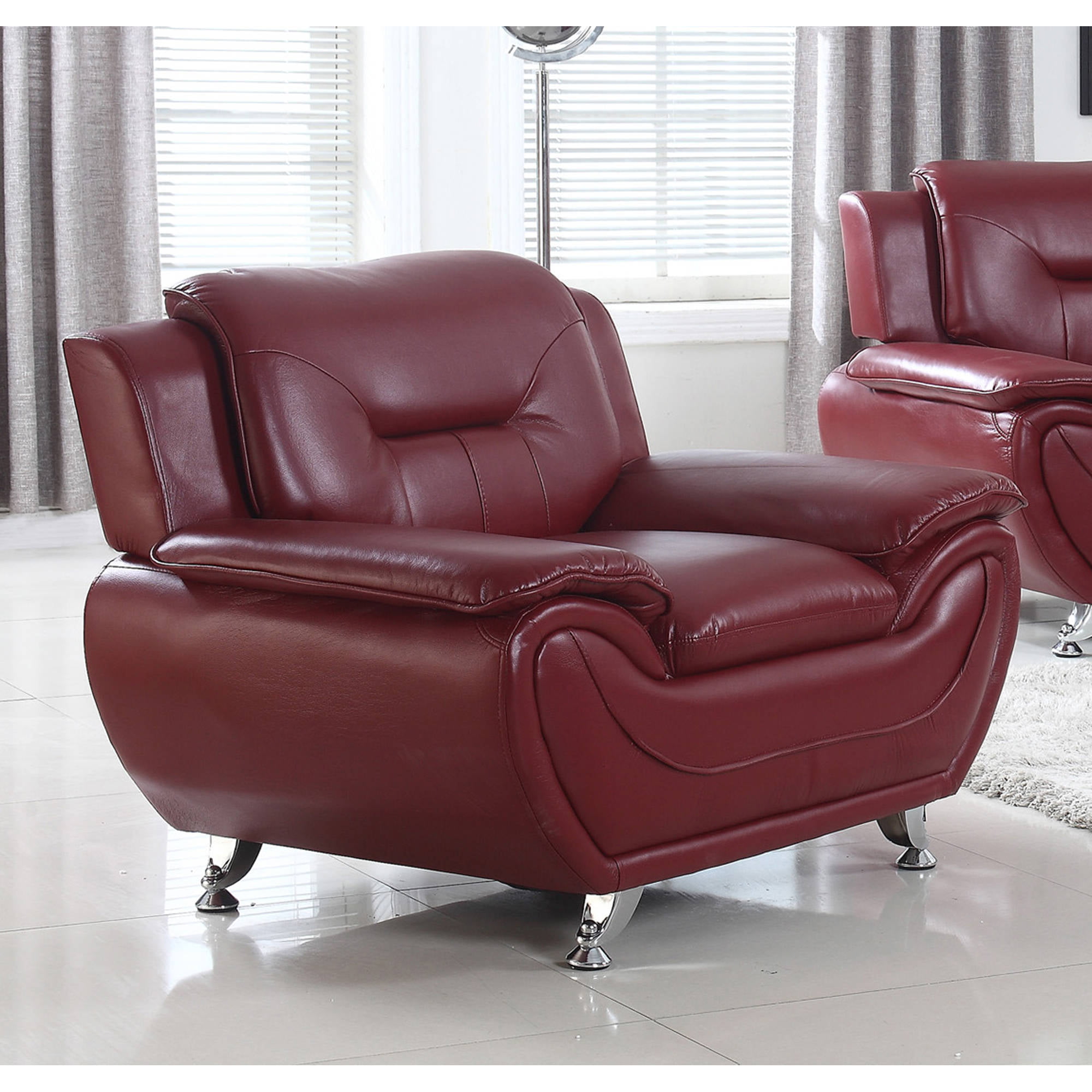 ufe norton burgundy faux leather modern living room accent