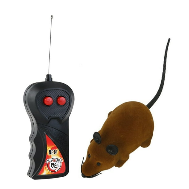 FELTECHELECTR Mini ratón de peluche electrónico de dos canales con control remoto, juguete de broma con control remoto (marrón)