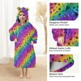 thumbnail image 3 of Wearable Blanket Hoodie for Kids Rainbow Paw Print Stars Flannel Hooded Blanket with Pockets and Sleeves Suitable for Boys and Girls, 3 of 7