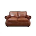 thumbnail image 2 of Bowery Hill Traditional Leather Loveseat with Nailhead Details in Brown, 2 of 6