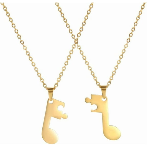 Musical Note Pendant Necklace Personalized Puzzle Couple Lovers Friendship Necklace Set Puzzle Matching Jewelry Valentines Birthday Gifts For Men Women
