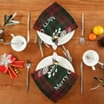 thumbnail image 4 of GZHJMY Soft Reusable Satin Table Decorative Napkins,20x20InX4 PCSMerry Christmas Reindeer Bouquet Flower Green Red Plaid,Family Dinner Wedding Banquet, Cocktail Party, Kitchen,Birthday Party, 4 of 7