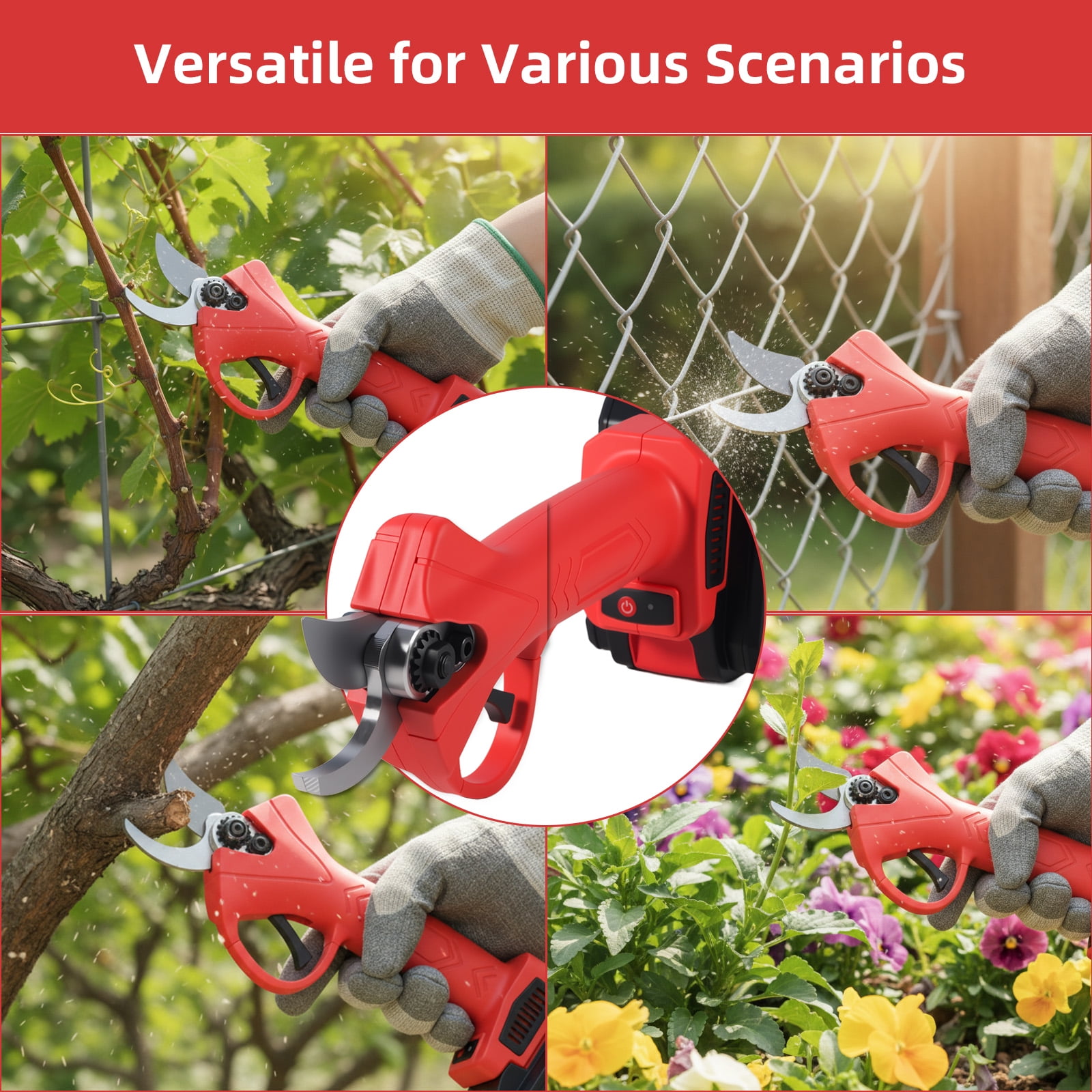 Paddsun Cordless Electric Pruning Shears – 30mm Max Cut, 21V 2.0Ah Battery, 6000 Cuts per Charge, Lightweight Handheld Branch Cutter for Garden, Orchard, Farm
