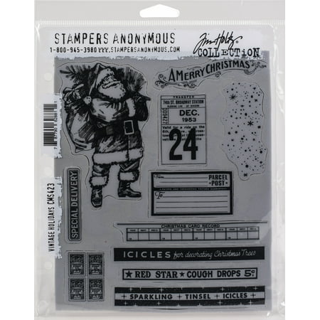 UPC: 0787790628811 | Tim Holtz Cling Stamps 7 X8.5 -Vintage Holidays