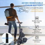 TopMate ES36 Powered Mobility Scooter 3 Wheels Trike with Off Road Tires Lightweight Folding Electric Scooter for Adult with Backrest Seat, Removable 36V 7.8AH Battery and Reverse for Travel - Gray