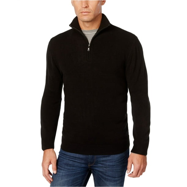 Weatherproof Mens 1/4 Zip Solid Pullover Sweater, Black, XXXLarge