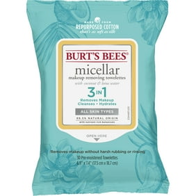 Burt's Bees Micellar Makeup Removing Towelettes 3 in 1 Removes Makeup with Coconut & Lotus Water, 30 Count