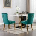 thumbnail image 2 of PORKISS Upholstered Dining Chairs, Modern Velvet Dining Room Chairs Set of 2 with Golden Stainless Steel Plating Legs, Tufted Solid Wood Kitchen Chairs with Nailhead Trim and Back Ring, Green, 2 of 10