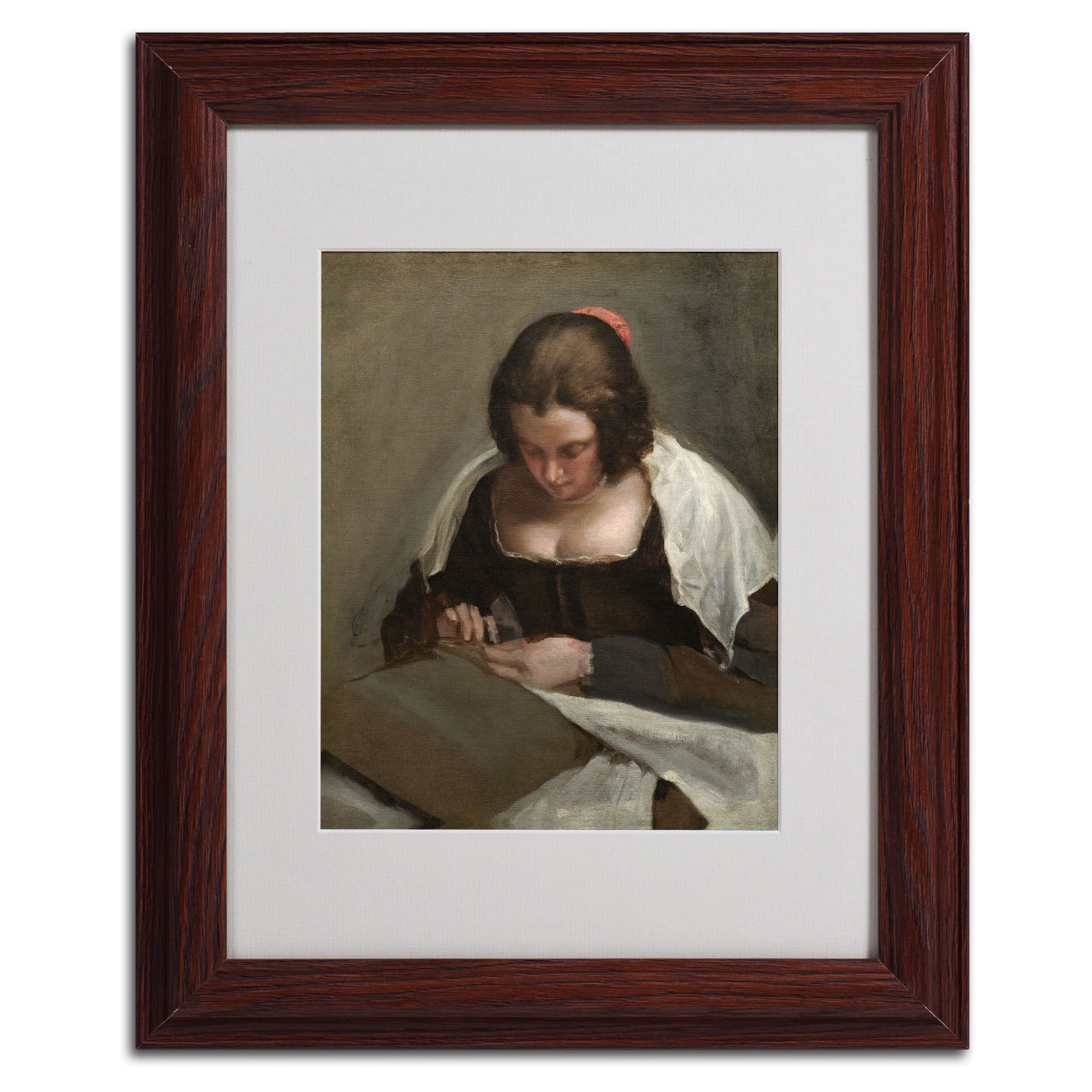 Trademark Fine Art "The Needlewoman 1640-50" Canvas Art by Diego Velazquez, Wood Frame
