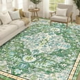 thumbnail image 5 of Findosom 8'x10' Vintage Boho Area Rug, Machine Washable Rugs Non Slip Distressed Indoor Rug,Large Retro Area Rug Floor Carpet for Bedroom Dining Room Entryway Office Decor,Green, 5 of 8