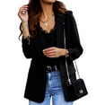 thumbnail image 1 of Paille Ladies Open Front Casual Outwear Plain Office Coat Suit Neck Business Cardigan Jacket Blazers Black L, 1 of 4