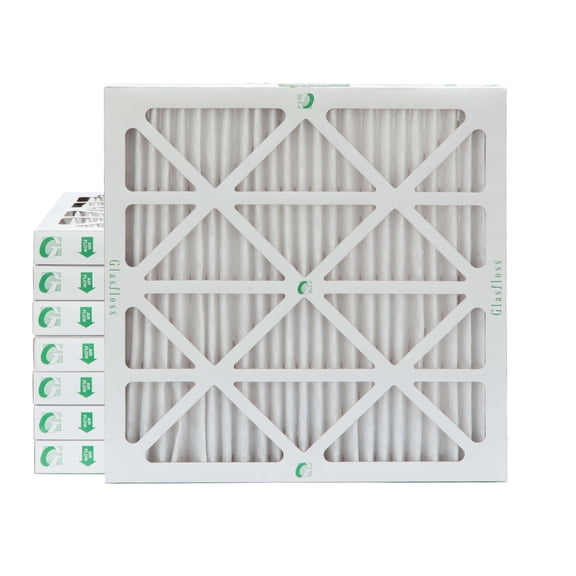 25x25x2 MERV 10 Pleated AC Furnace Air Filters by Glasfloss Industries. ( 8 Pack ) Exact Size: 24-1/2 x 24-1/2 x 1-3/4