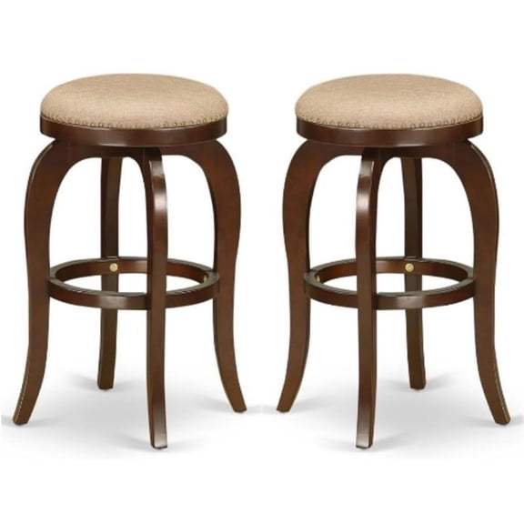 Home Square 30" Wood Swivel Backless Bar Stool in Mocha & Mahogany - Set of 2
