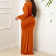 thumbnail image 6 of GZWYHT Bodycon Dresses,Plus Size Dresses Casual Long Sleeved Solid Color Tight Fit Plus Size Dress Long Dress Maxi Dresses,Long Sleeve Dress,Orange Dress,Casual Dresses 2XL, 6 of 7