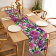 thumbnail image 3 of Table Runner 108 Inches Long for Kitchen Dining, Purple Flowers Dresser Scarf Farmhouse, Dining Table Decorations for Wedding/Parties, Spring Watercolor Floral Leaves Botanical Beige 13 x 108 In, 3 of 8