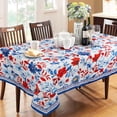 thumbnail image 6 of 4th of July Tablecloth Waterproof Fabric Oblong Memorial Day Red White and Blue Table Cloth, Patriotic Decoration Perfect for Kitchen Dinner,Restaurant,Outdoor Table Cover 60"x 84" Oblong/Rectangle, 6 of 6