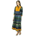 thumbnail image 4 of Bimba Printed Cotton Anarkali Kurti Contrast Yoke Maxi Tunic Casual Boho Dress, 4 of 7