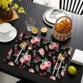 thumbnail image 3 of Pioneer Flower Floral Print Pattern Summer Placemats Table Placemats Set Of 6-Linen Kitchen Washable Placemats Table Mats 12x18 Inch Non-Slip Heat Resistant, 3 of 5