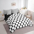 thumbnail image 2 of Castle Fairy Abstract Oval Grid King Bedding 7pcs,Geometric Rounded King Bed in a Bag,Black White,Reversible, 2 of 7