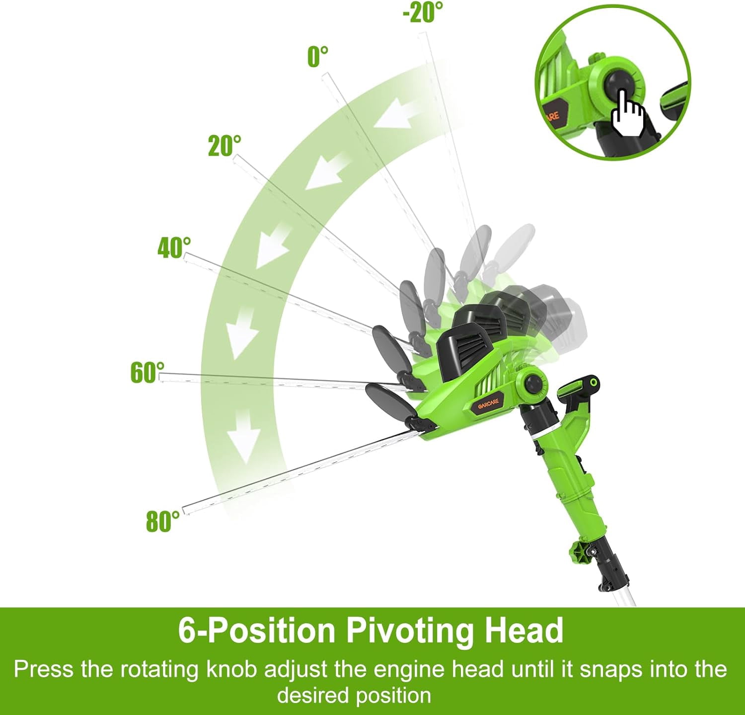 GARCARE 2 in 1 Electric Pole Hedge Trimmer, Corded Trimmer with 18 inch Dual-Action Laser Blade, 4.8Amp, 600W