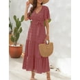 thumbnail image 4 of Dresses for Women Short Sleeve Womens Midi Dresses Solid Color Maxi Dress Alsol Lamesa, 4 of 6