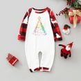 thumbnail image 2 of REORIAFEE Matching Christmas Pajamas for Family 1 Piece Baby Loungewear Long Sleeve Jumpsuit Plaid Soft Lightweight Sleepwear Red 3-18 Months, 2 of 6