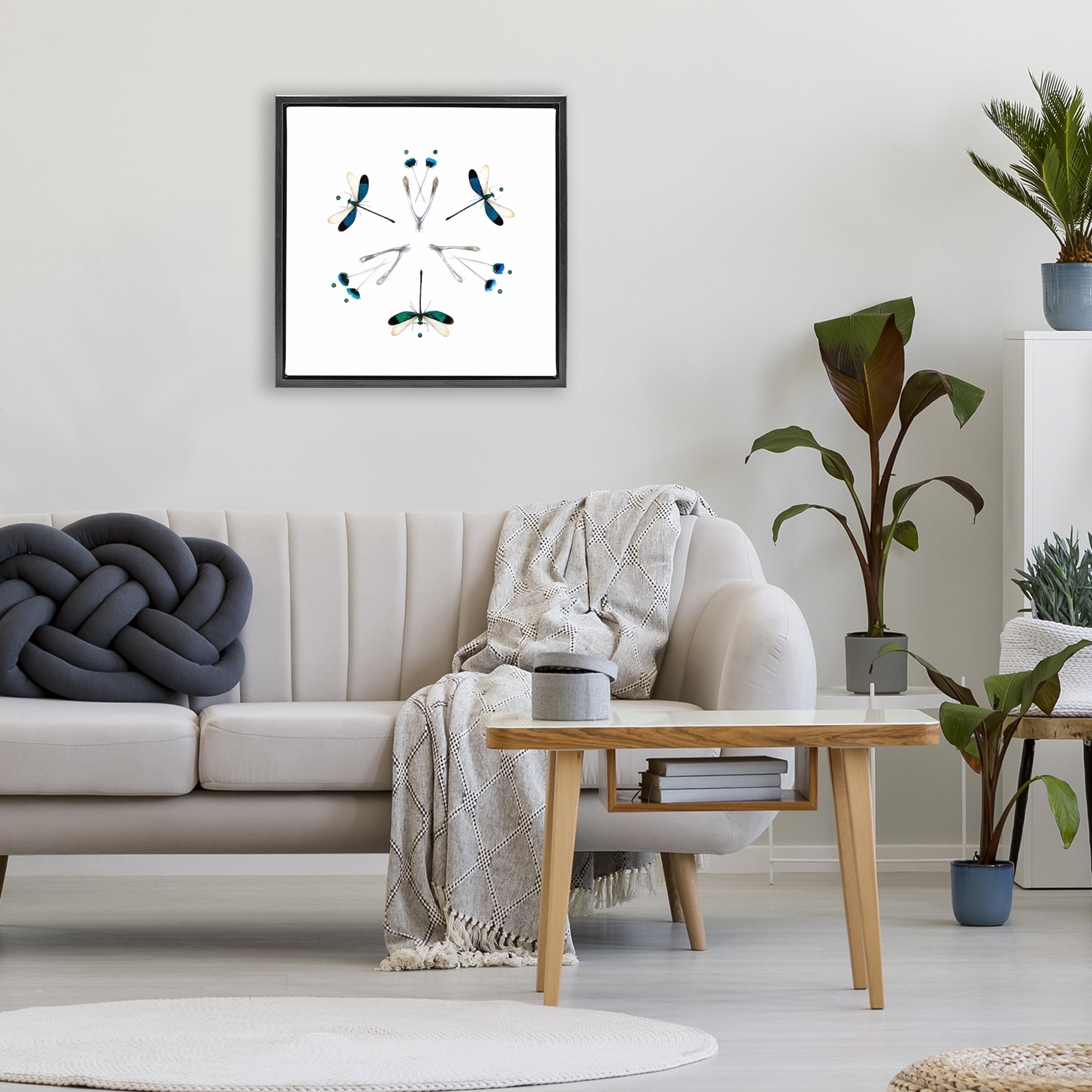 Stupell Industries Simple Dragonfly Symmetry Black Framed Floater Canvas Wall Art, design by Beth Adoette