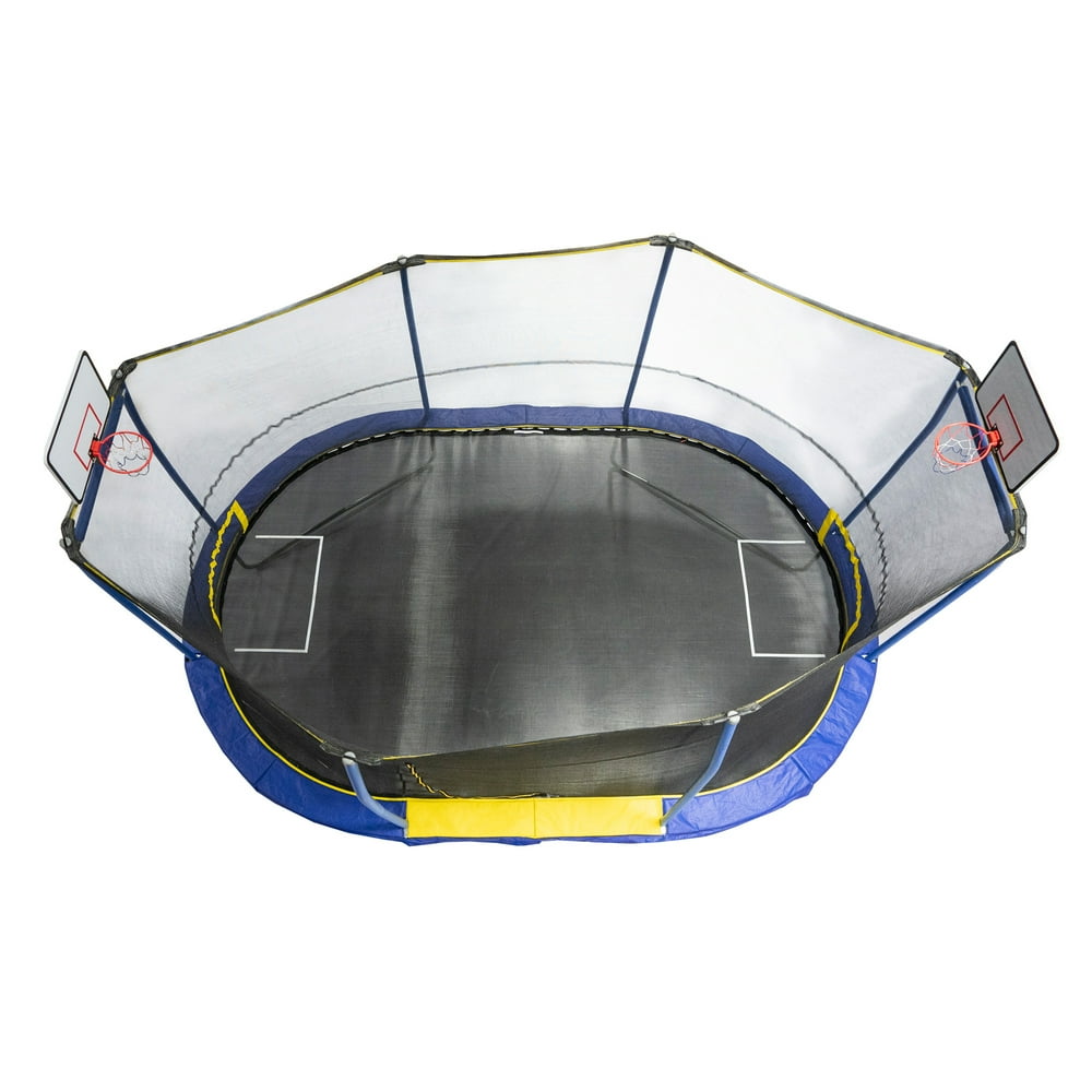 jumpking trampoline basketball hoop with attachment and inflatable basketball