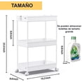 thumbnail image 3 of Carrito de Almacenamiento con Ruedas para Organización, Estante Móvil de 3 Niveles, Organizador de Baño, Carrito Utilitario para Cocina, Baño, Lavandería (Grande, Blanco), 3 of 8