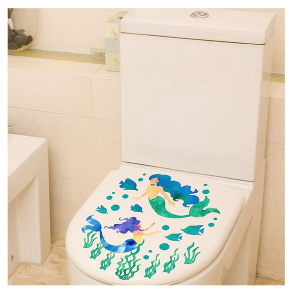 Mermaid Toilet Sticker Restroom Door Stickers Cartoon Wall Decals for Party Wall Decorations