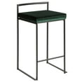 thumbnail image 2 of Fuji Contemporary Stackable Counter Stool In Black With Green Velvet Cushion - Set Of 2, 2 of 7