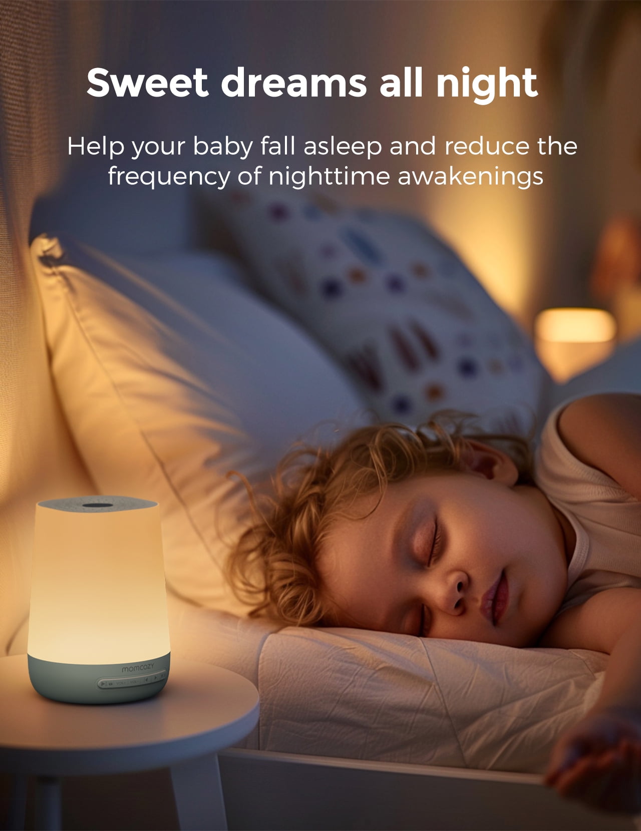 Momcozy White Noise Machine for Baby Sleeping with Night Light, Toddler Sleep Trainer with 34 Soothing Sounds, Timer, App Remote Control(Green)