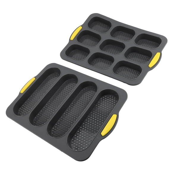 Yajisi Silicone Mini Loaf Pan Set, 9 4 Cavity Perforated Non-Stick Baking Pans with Brush & Scraper, 13.8x9.8x2.0in