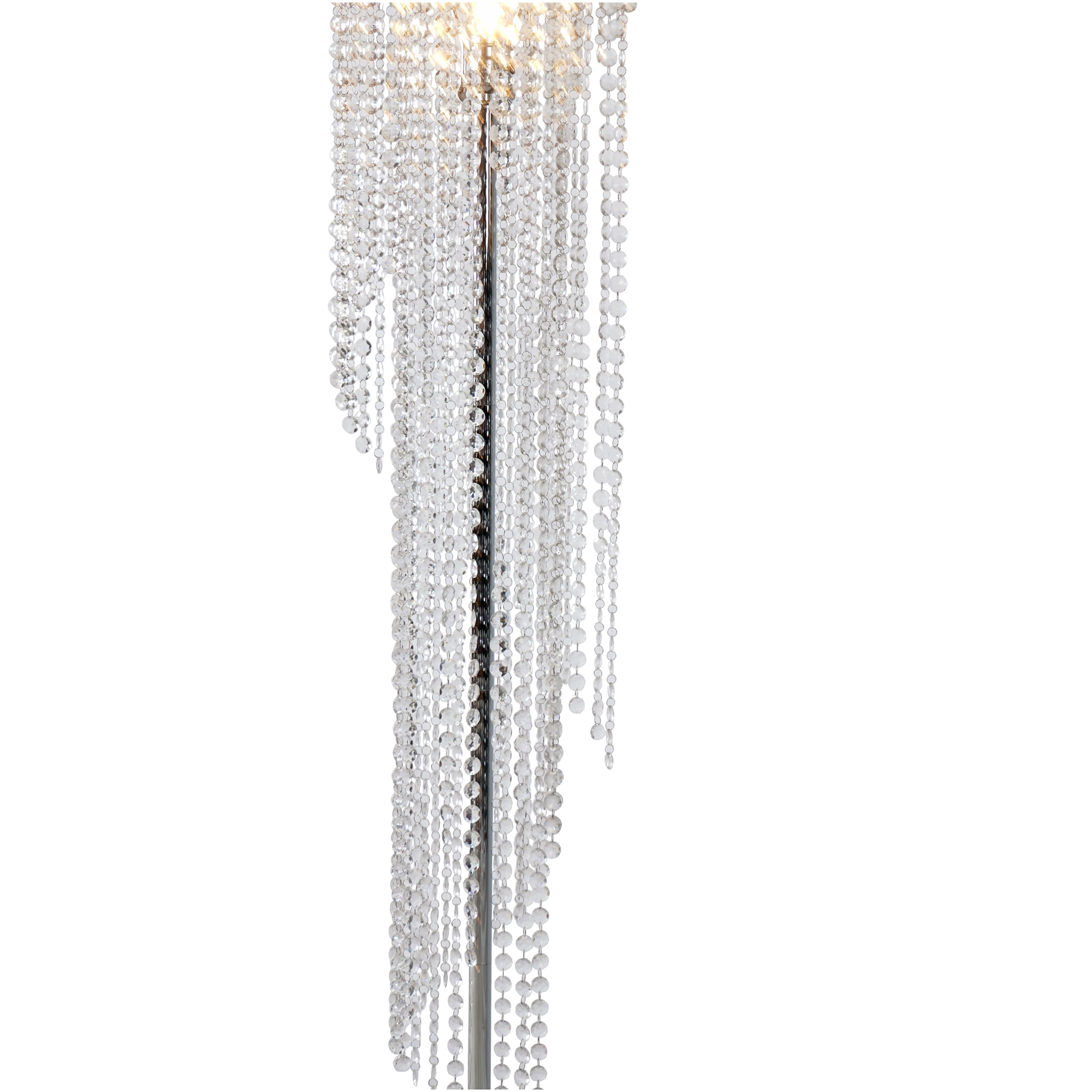 JERFIT Modern Crystal Floor Lamp for Living Room, Chrome Finish with Glass Beads, Tall Standing Lamp for Bedroom, Ambient Light with Refractive Crystals, UL Listed