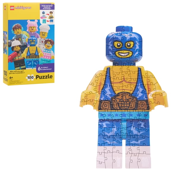 LEGO® Minifigures Blind Puzzle, 100 Pieces, 1 Puzzle Per Package, 6 to Collect, Build and Swap Shaped Minifigure Puzzle