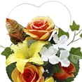 Hollyone Artificial Cemetery Flowers - Set Of 2 Silk Yellow Lily Bouquets For Grave Decor