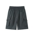 thumbnail image 5 of KeShDi Cargo Shorts Running Shorts Basketball Shorts Men Mesh Shorts Men's Summer Casual Solid Color Portable Fashion Pockets Drawstring Elastic Waist and Comfortable Shorts Cargo Pant Dark Gray L, 5 of 8