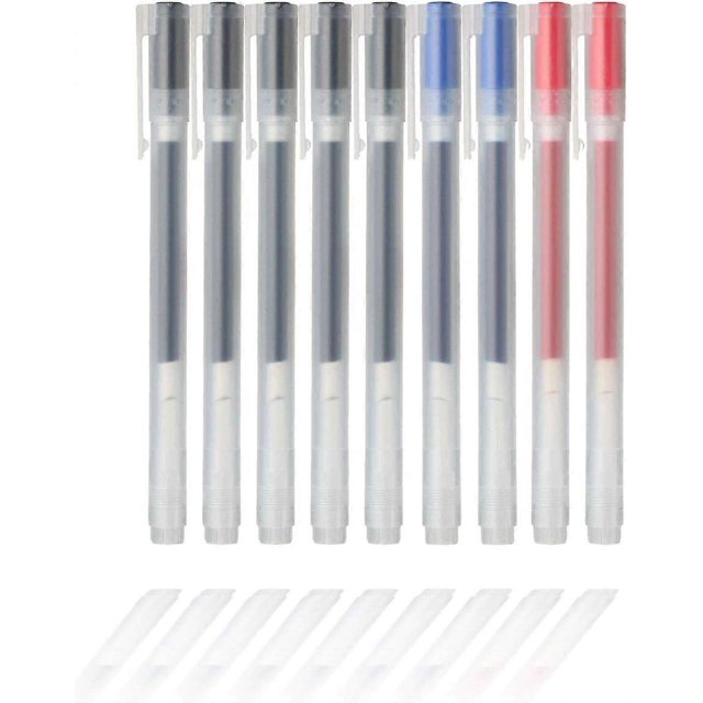 ZHAOCHENG Bolígrafos de tinta de gel de 0,38 mm, paquete de 9 (5 negros, 2 azules y 2 rojos)