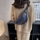 thumbnail image 4 of Bolsa Riñonera casual con cinturón en el pecho, riñonera sólida, monedero para damas y niñas (azul), 4 of 9
