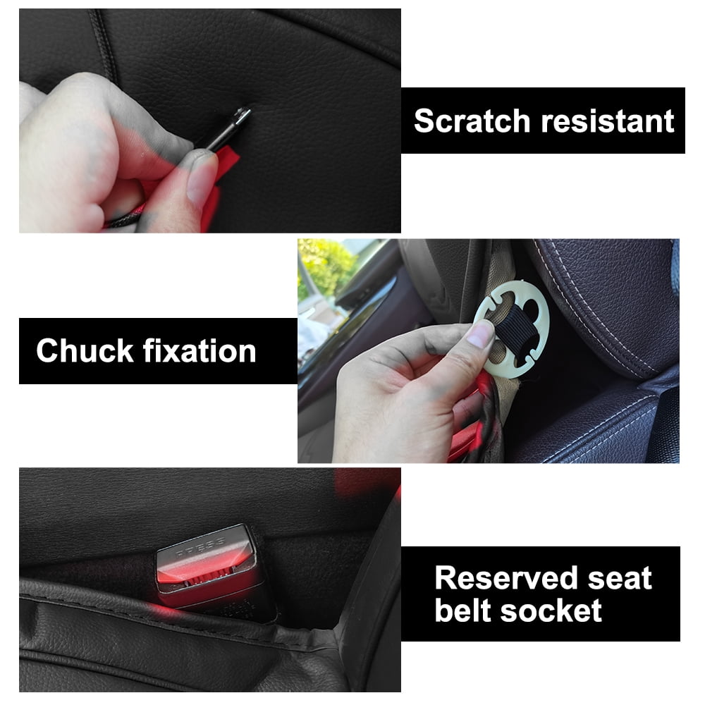 Maidao Car Seat Covers Full Set,Faux Leather Seat Covers for Cars SUV,Breathable,Full Wrapping Edge,Universal Automotive Seat Covers Fit for Most Sedans with Headrest Black