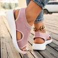 thumbnail image 5 of Rokment Womens Knit Mesh Athletic Orthopedic Slingback Sandals Open Toe Slip on Casual Wedge Shoes Breathable Comfortable Walking Sneakers Summer Pink Size 8.5, 5 of 7