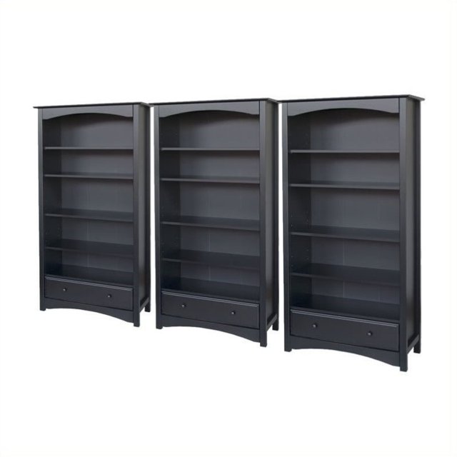 DaVinci Roxanne 5 Shelf Wall Bookcase in Ebony Set of 3