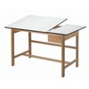 Alvin Split Top Solid Oak White Top Drafting Table