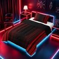 thumbnail image 2 of meiyoeat Modern Red Striped Twin Comforter Sets, Luxury Dark Gradient Bedding Set for Boys, Red, Black Reversible 2-Piece, 1 Comforter and 1 Pillowcase, 2 of 6