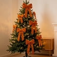 thumbnail image 4 of Velvet Christmas Bows, 16 Pack Ornament Set, Hanging Ribbon Bows for Christmas Tree Wreath Garland Gift Wrap Decor, Orange, 4 of 6